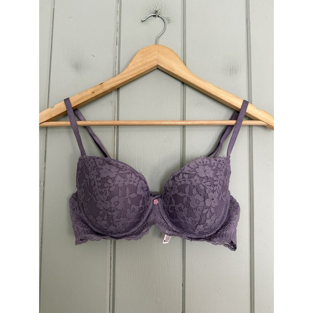 Victoria's Secret Dream Angels Lined Demi Double Bra 34C Purple Lace Underwire